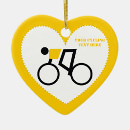 Cyclusrijder die zijn fiets gebruikt keramisch ornament