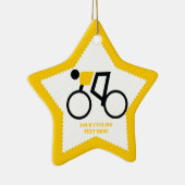 Cyclusrijder die zijn fiets gebruikt keramisch ornament (Rechts)