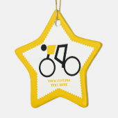 Cyclusrijder die zijn fiets gebruikt keramisch ornament (Links)