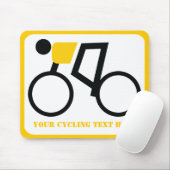 Cyclusrijder die zijn fiets gebruikt muismat (Met muis)