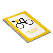 Cyclusrijder die zijn fiets gebruikt notitieboek (Rechterzijde)