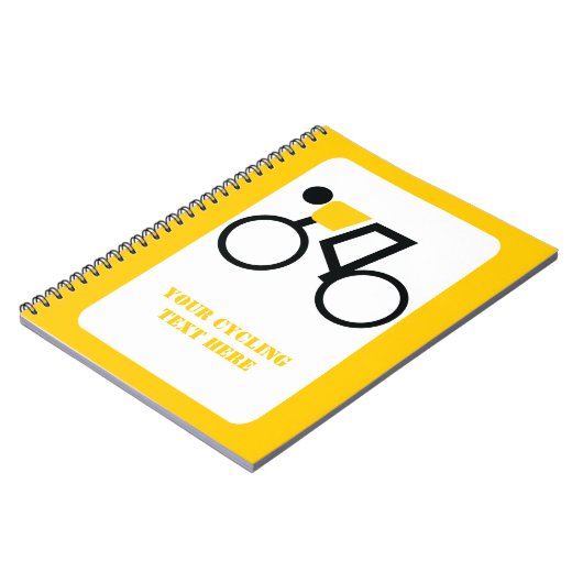 Cyclusrijder die zijn fiets gebruikt notitieboek (Linkerzijde)