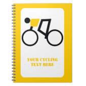 Cyclusrijder die zijn fiets gebruikt notitieboek (Voorkant)