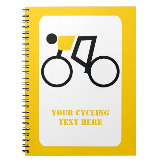 Cyclusrijder die zijn fiets gebruikt notitieboek (Voorkant)