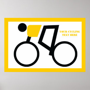 Cyclusrijder die zijn fiets gebruikt poster