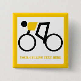 Cyclusrijder die zijn fiets gebruikt vierkante button 5,1 cm