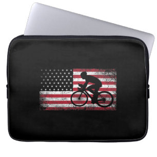 Cyclusrijwiel Amerikaanse vlag op 4 juli Laptop Sleeve