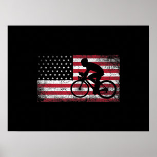 Cyclusrijwiel Amerikaanse vlag op 4 juli Poster