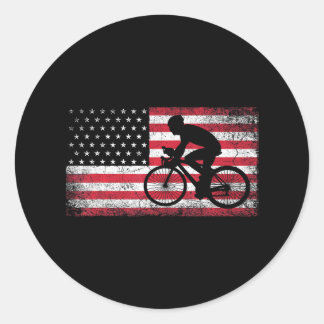 Cyclusrijwiel Amerikaanse vlag op 4 juli Ronde Sticker