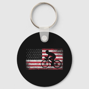 Cyclusrijwiel Amerikaanse vlag op 4 juli Sleutelhanger