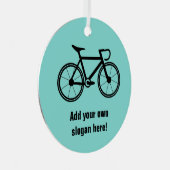 Cyclusthema racecyclus met jouw tekst op metalen ornament (Voorkant Rechts)