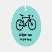 Cyclusthema racecyclus met jouw tekst op metalen ornament (Voorkant links)