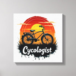 Cycologist Bike Adventure: Sunset Graphic T-shirt Canvas Afdruk