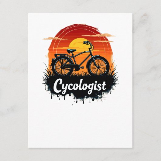 Cycologist Bike Adventure: Sunset Graphic T-shirt Informatiekaartje (Voorkant)