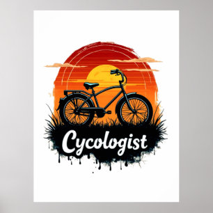 Cycologist Bike Adventure: Sunset Graphic T-shirt Poster