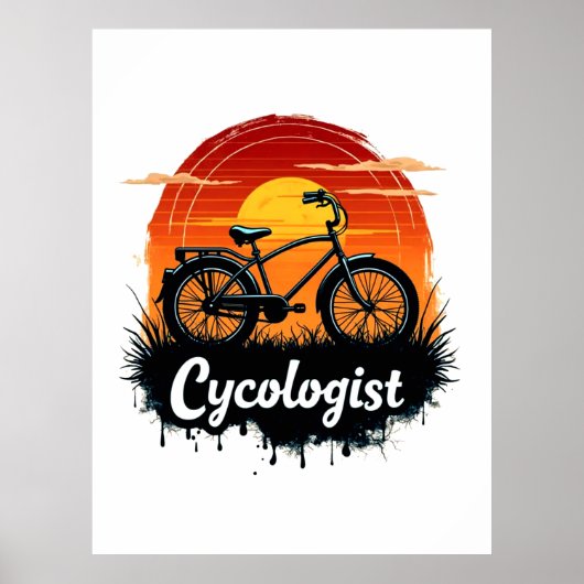 Cycologist Bike Adventure: Sunset Graphic T-shirt Poster (Voorkant)