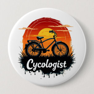 Cycologist Bike Adventure: Sunset Graphic T-shirt Ronde Button 4,0 Cm