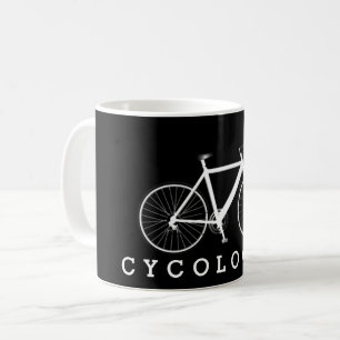CYCOLOGIST-tekst en witte fiets Koffiemok