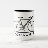 Cycologist tekst met grijze fiets mok (Midden)