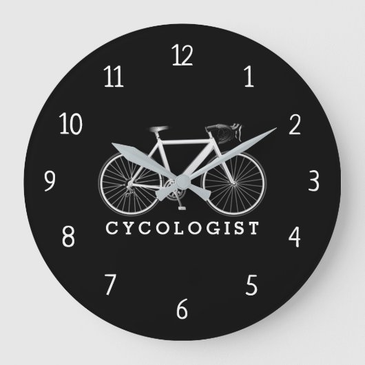 Cycologist tekst met witte fiets grote klok (Voorkant)