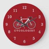 Cycologist tekst met witte fiets grote klok (Voorkant)
