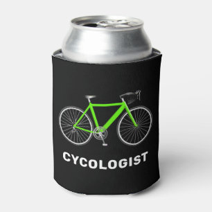 Cycologistische tekst en groene fiets blikjeskoeler