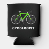 Cycologistische tekst en groene fiets blikjeskoeler (Voorkant)