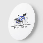 Cycologistische tekst met blauwe fiets grote klok (Hoek)