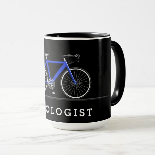 Cycologistische tekst met blauwe fiets mok (Voorkant rechts)