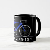 Cycologistische tekst met blauwe fiets mok (Voorkant rechts)