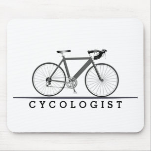 Cycologistische tekst met grijze fiets muismat