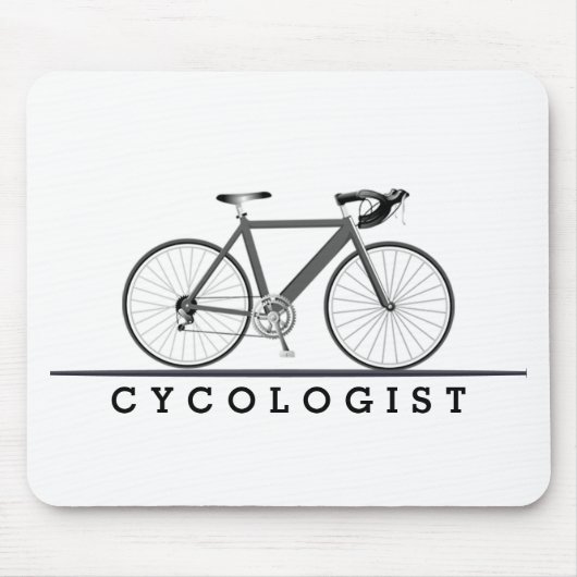 Cycologistische tekst met grijze fiets muismat (Voorkant)