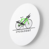 Cycologistische tekst met groene fiets grote klok (Hoek)