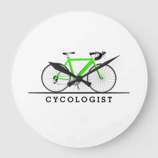 Cycologistische tekst met groene fiets grote klok (Voorkant)