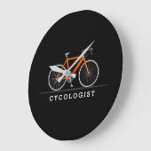 Cycologistische tekst met oranje fiets grote klok (Hoek)