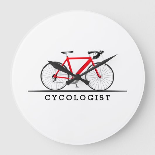 Cycologistische tekst met rode fiets grote klok (Voorkant)