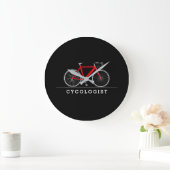 Cycologistische tekst met rode fiets grote klok (Huis)