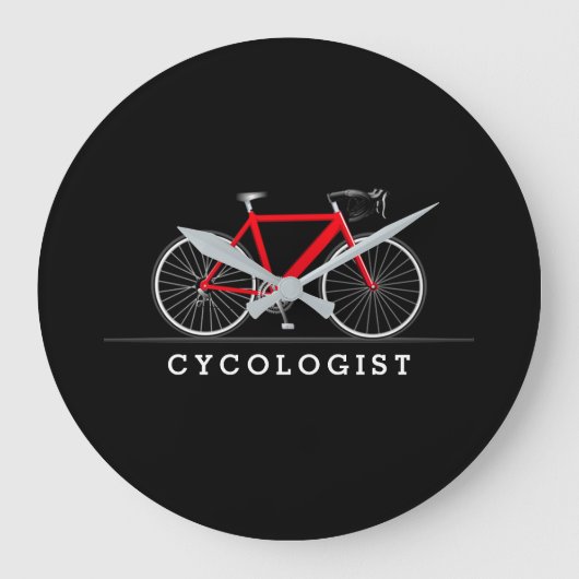 Cycologistische tekst met rode fiets grote klok (Voorkant)
