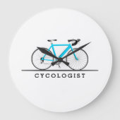 Cycologistische tekst met turkooisfiets grote klok (Voorkant)