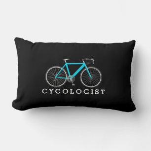 Cycoloog Aqua Bicycle op Black Lumbar Pillow Kussen