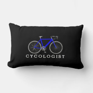 Cycoloog Blue Bicycle op zwart Kussen