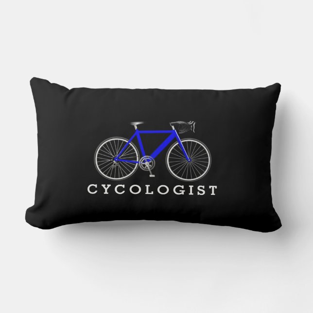 Cycoloog Blue Bicycle op zwart Kussen (Voorkant)