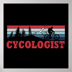 Cycoloog Funny Cycling gezegde Poster