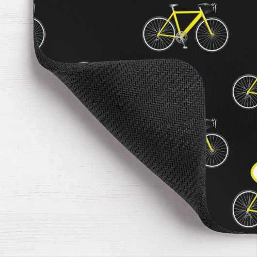 cycoloog gele fiets op zwart muismat (Hoek)