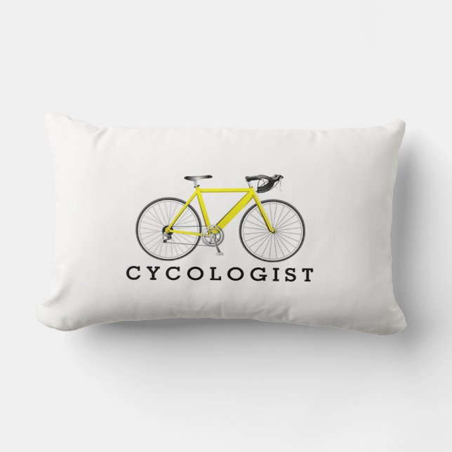 Cycoloog gele fiets wit kussen (Voorkant)