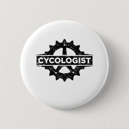 Cycoloog grappig fietscadeau ronde button 5,7 cm (Voorkant)