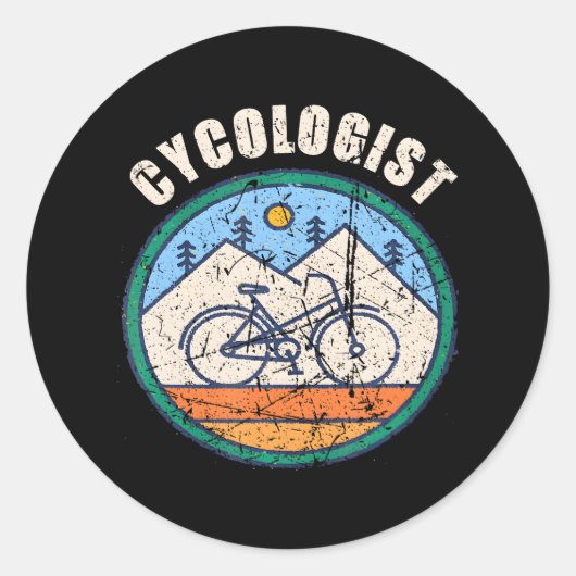 Cycoloog Grappige Fiets Voor Fietsen Ronde Sticker (Voorkant)