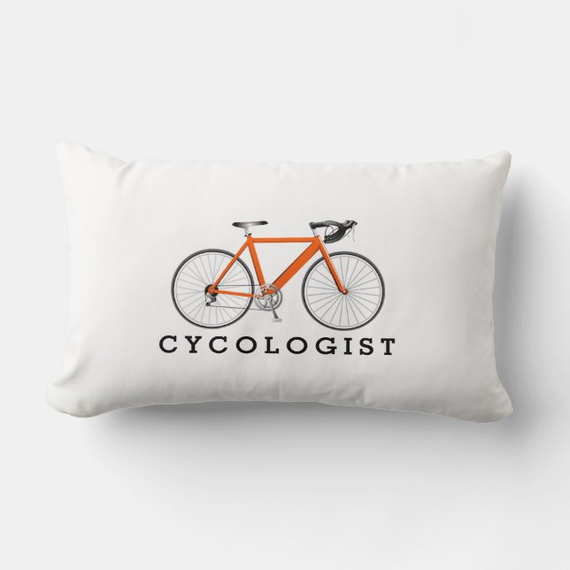 Cycoloog Oranje fiets op wit Kussen (Voorkant)