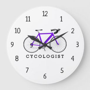 Cycoloog Paarse fiets grote klok
