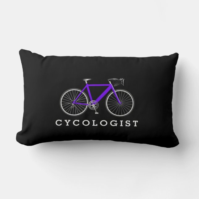 Cycoloog Paarse fiets op zwart Kussen (Voorkant)